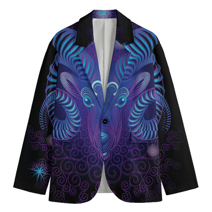 Dark Aries Zodiac Sign Print Men's Blazer