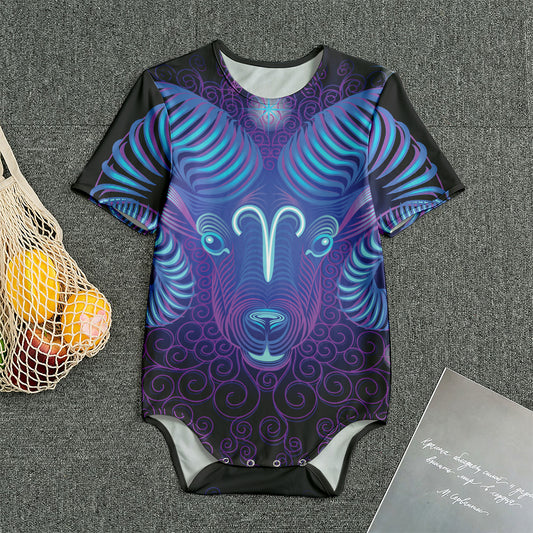 Dark Aries Zodiac Sign Print Men's Bodysuit