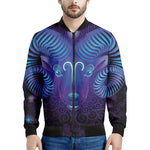 Dark Aries Zodiac Sign Print Men's Bomber Jacket