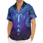 Dark Aries Zodiac Sign Print Men's Deep V-Neck Shirt