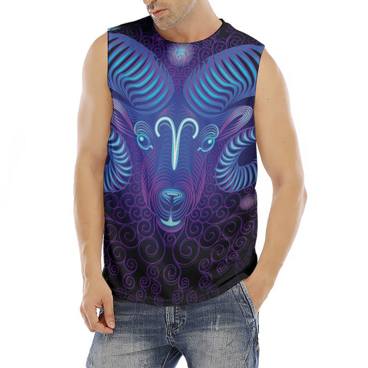 Dark Aries Zodiac Sign Print Men's Fitness Tank Top
