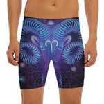 Dark Aries Zodiac Sign Print Men's Long Boxer Briefs