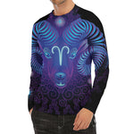Dark Aries Zodiac Sign Print Men's Long Sleeve Rash Guard