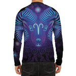 Dark Aries Zodiac Sign Print Men's Long Sleeve Rash Guard