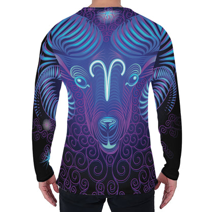 Dark Aries Zodiac Sign Print Men's Long Sleeve T-Shirt