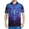 Dark Aries Zodiac Sign Print Men's Polo Shirt
