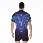 Dark Aries Zodiac Sign Print Men's Rompers