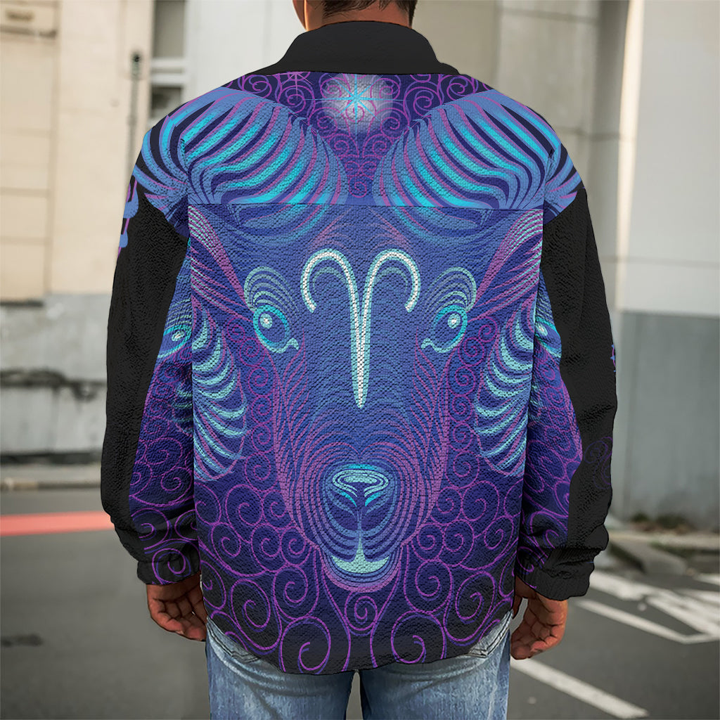 Dark Aries Zodiac Sign Print Men's Shirt Jacket
