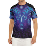 Dark Aries Zodiac Sign Print Men's Short Sleeve Rash Guard
