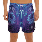 Dark Aries Zodiac Sign Print Men's Split Running Shorts