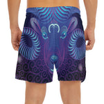 Dark Aries Zodiac Sign Print Men's Split Running Shorts