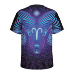 Dark Aries Zodiac Sign Print Men's Sports T-Shirt