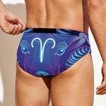 Dark Aries Zodiac Sign Print Men's Swim Briefs