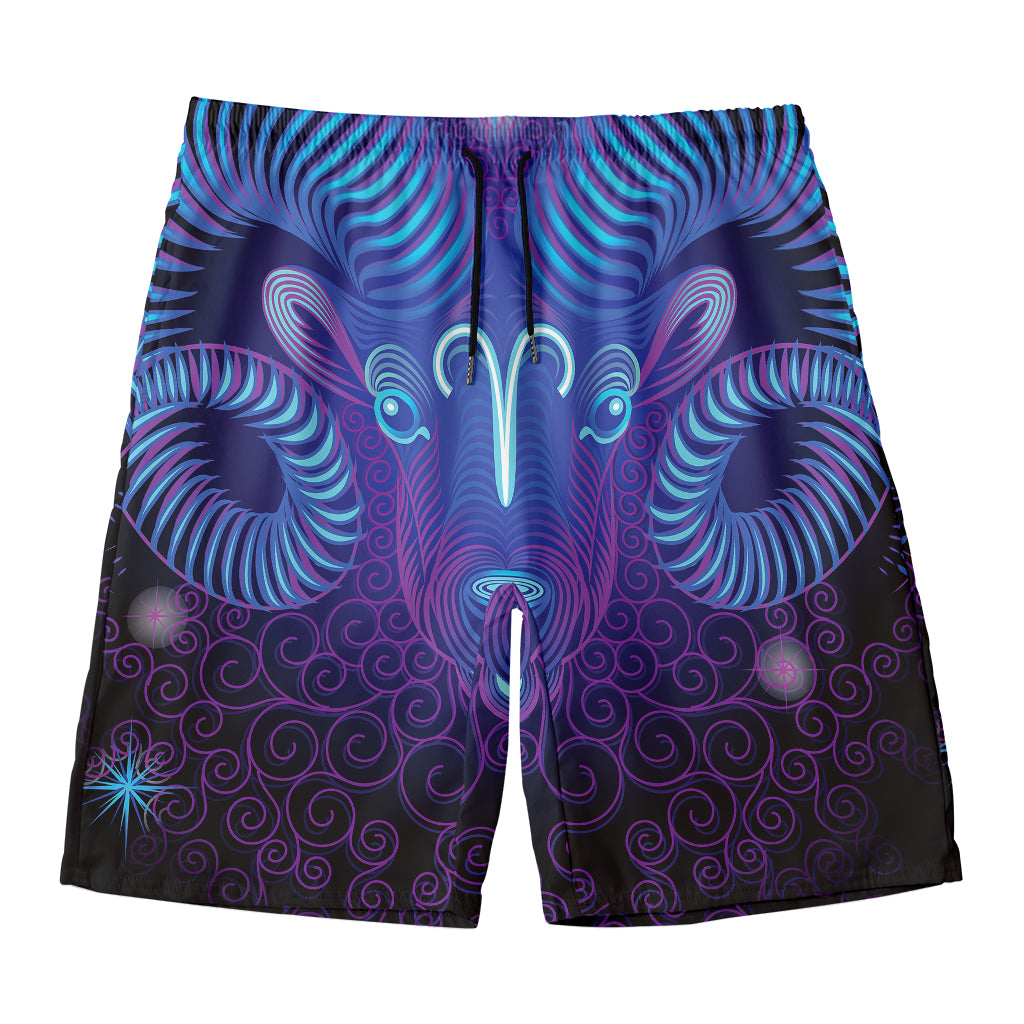 Dark Aries Zodiac Sign Print Men's Swim Trunks