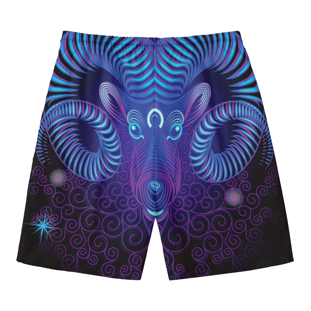 Dark Aries Zodiac Sign Print Men's Swim Trunks