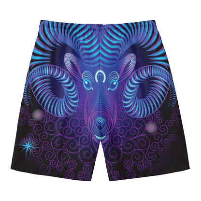 Dark Aries Zodiac Sign Print Men's Swim Trunks