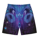 Dark Aries Zodiac Sign Print Men's Swim Trunks