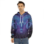 Dark Aries Zodiac Sign Print Men's Velvet Pullover Hoodie