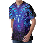 Dark Aries Zodiac Sign Print Men's Velvet T-Shirt