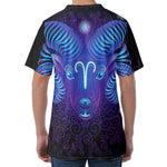 Dark Aries Zodiac Sign Print Men's Velvet T-Shirt