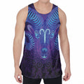 Dark Aries Zodiac Sign Print Men's Velvet Tank Top