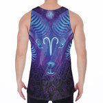 Dark Aries Zodiac Sign Print Men's Velvet Tank Top