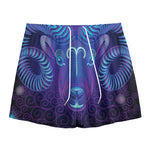 Dark Aries Zodiac Sign Print Mesh Shorts