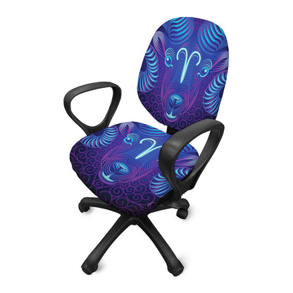 Dark Aries Zodiac Sign Print Office Chair Cover