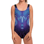 Dark Aries Zodiac Sign Print One Piece Swimsuit