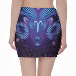 Dark Aries Zodiac Sign Print Pencil Mini Skirt