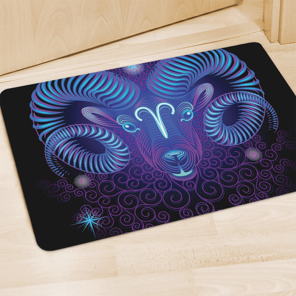 Dark Aries Zodiac Sign Print Polyester Doormat