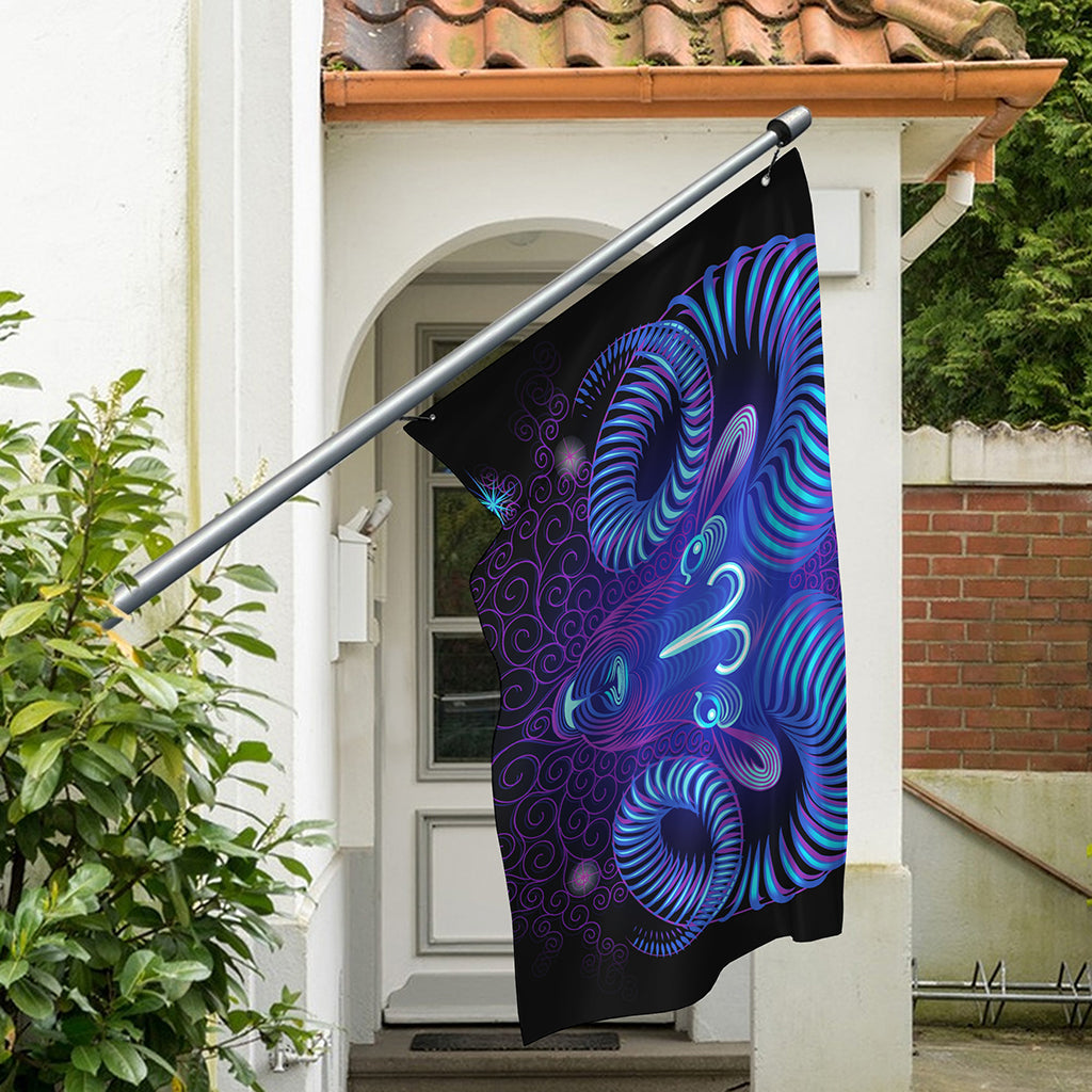 Dark Aries Zodiac Sign Print Polyester Flag
