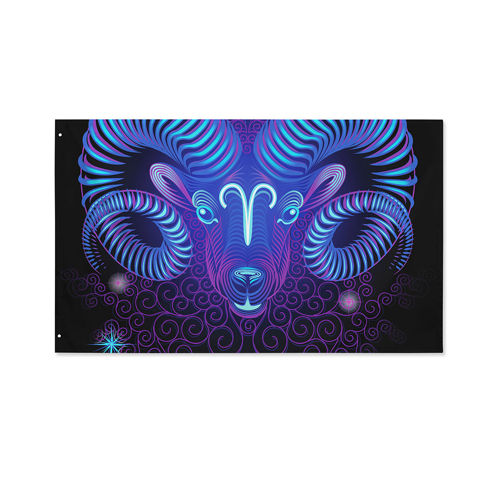 Dark Aries Zodiac Sign Print Polyester Flag
