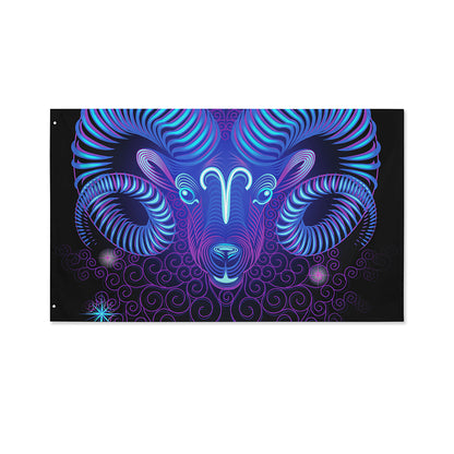 Dark Aries Zodiac Sign Print Polyester Flag