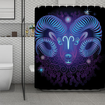 Dark Aries Zodiac Sign Print Polyester Shower Curtain