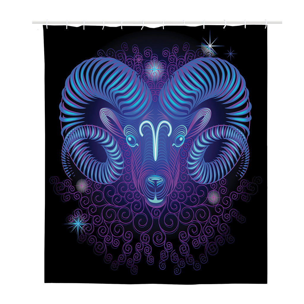 Dark Aries Zodiac Sign Print Polyester Shower Curtain
