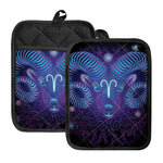 Dark Aries Zodiac Sign Print Pot Holders With Pocket