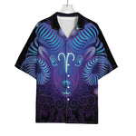 Dark Aries Zodiac Sign Print Rayon Hawaiian Shirt
