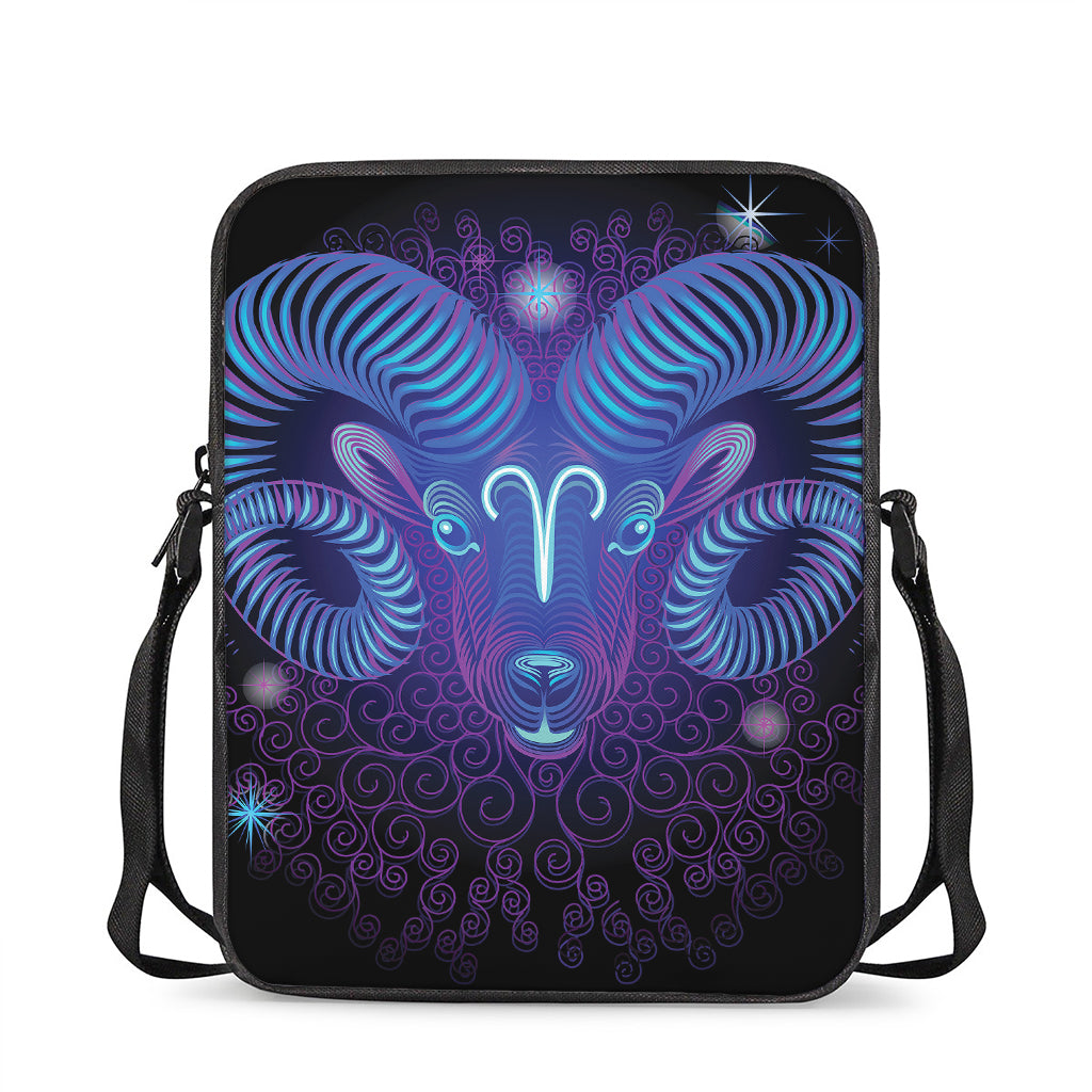 Dark Aries Zodiac Sign Print Rectangular Crossbody Bag