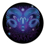 Dark Aries Zodiac Sign Print Round Floor Mat