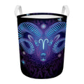 Dark Aries Zodiac Sign Print Round Laundry Basket