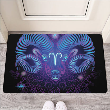 Dark Aries Zodiac Sign Print Rubber Doormat