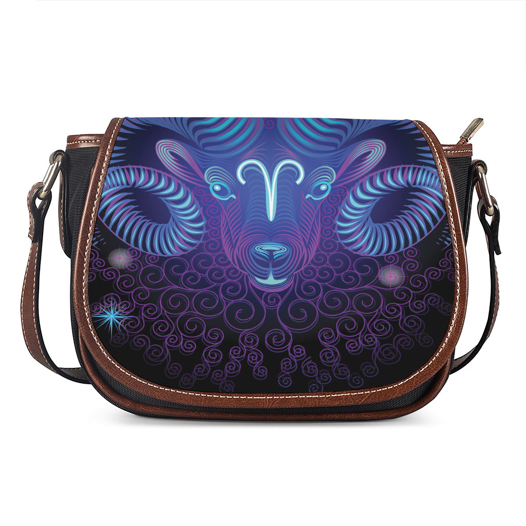 Dark Aries Zodiac Sign Print Saddle Bag
