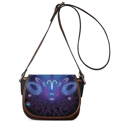 Dark Aries Zodiac Sign Print Saddle Bag