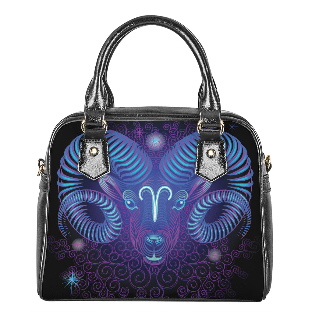 Dark Aries Zodiac Sign Print Shoulder Handbag