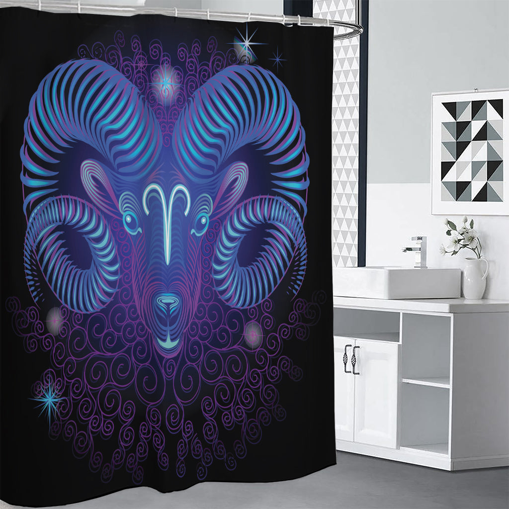 Dark Aries Zodiac Sign Print Shower Curtain