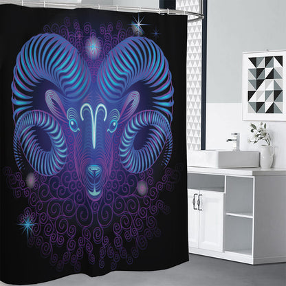 Dark Aries Zodiac Sign Print Shower Curtain