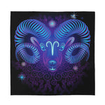 Dark Aries Zodiac Sign Print Silk Bandana