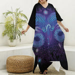 Dark Aries Zodiac Sign Print Silk V-Neck Kaftan Dress