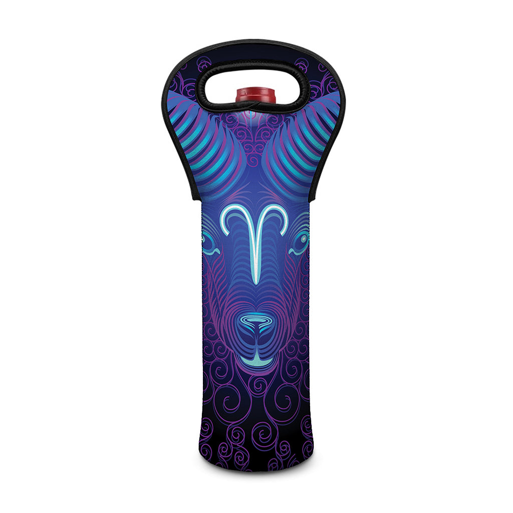 Dark Aries Zodiac Sign Print Single Neoprene Wine Tote